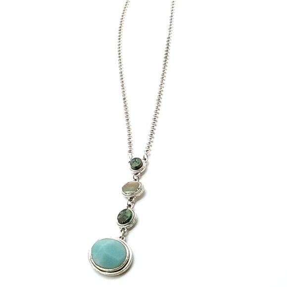 VTG Kenneth Cole Reaction Multi-Stone Y Necklace Silver-tone Beaded Style Chain - Picture 12 of 14